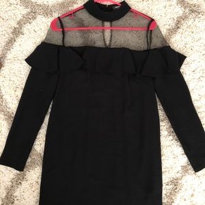 Asos Fashion Union Mesh Ruffle Choker Mini Dress